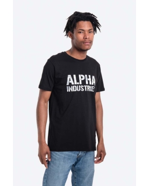 Alpha Industries t-shirt bawełniany kolor czarny z nadrukiem 156513.95-CZARNY
