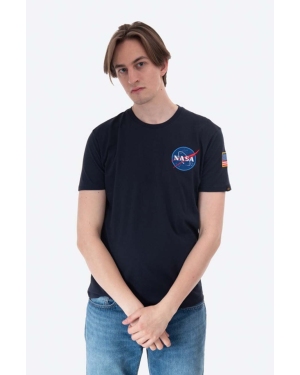 Alpha Industries t-shirt bawełniany Space Shuttle T kolor granatowy z nadrukiem 176507 07