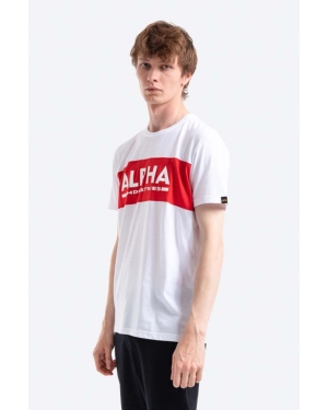 Alpha Industries t-shirt bawełniany kolor biały z nadrukiem 186505.09-BIALY