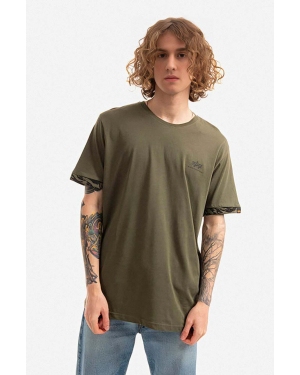 Alpha Industries t-shirt bawełniany kolor zielony gładki 106509.634-ZIELONY