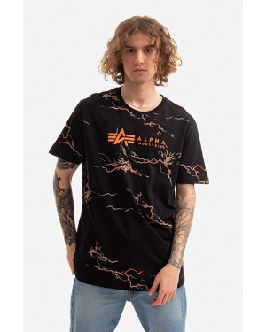 Alpha Industries t-shirt bawełniany męski kolor czarny wzorzysty 106500.241-CZARNY