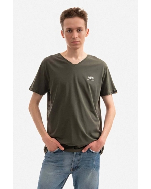 Alpha Industries t-shirt bawełniany kolor zielony gładki 106513.142-ZIELONY