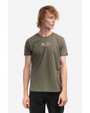 Alpha Industries t-shirt bawełniany kolor zielony z nadrukiem 108501.142-ZIELONY