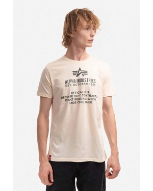 Alpha Industries t-shirt bawełniany kolor beżowy z nadrukiem 118509.578-KREMOWY