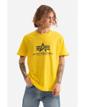 Alpha Industries t-shirt bawełniany kolor żółty z nadrukiem 100501.465-ZOLTY