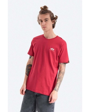Alpha Industries t-shirt bawełniany kolor czerwony gładki 188505.523-CZERWONY