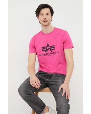 Alpha Industries t-shirt bawełniany kolor różowy z nadrukiem