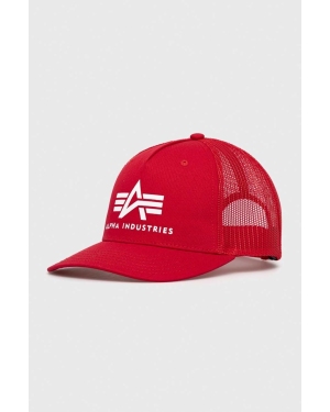 Alpha Industries czapka bawełniana kolor czerwony z nadrukiem 186902.328-SpeedRed