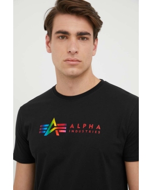 Alpha Industries t-shirt bawełniany kolor czarny z nadrukiem
