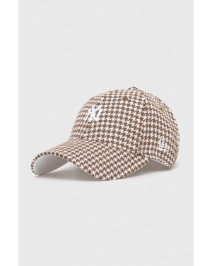 New Era czapka z daszkiem z domieszką wełny kolor beżowy wzorzysta NEW YORK YANKEES