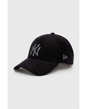 New Era czapka z daszkiem sztruksowa kolor czarny z aplikacją NEW YORK YANKEES