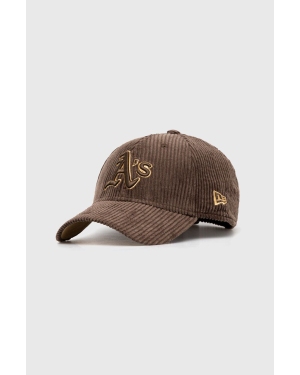 New Era czapka z daszkiem sztruksowa kolor brązowy z aplikacją OAKLAND ATHLETICS