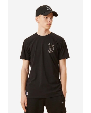 New Era t-shirt bawełniany Boston Red Sox Metallic Print kolor czarny z nadrukiem 12893117-CZARNY