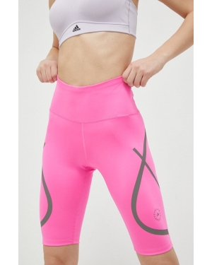 adidas by Stella McCartney szorty do biegania kolor różowy z nadrukiem high waist