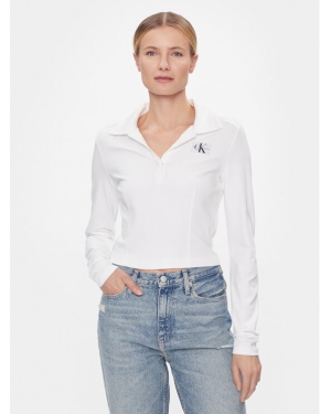 Calvin Klein Jeans Bluzka Polo Collar Milano Regular Top J20J222556 Biały Regular Fit