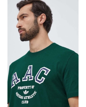 adidas Originals t-shirt bawełniany męski kolor zielony z nadrukiem