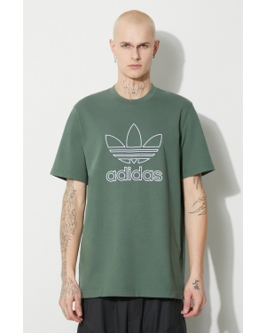 adidas Originals t-shirt bawełniany Trefoil Tee męski kolor zielony z aplikacją IR7993