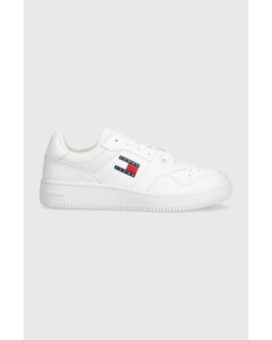 Tommy Jeans sneakersy skórzane TJM RETRO BASKET ESS kolor biały EM0EM01395