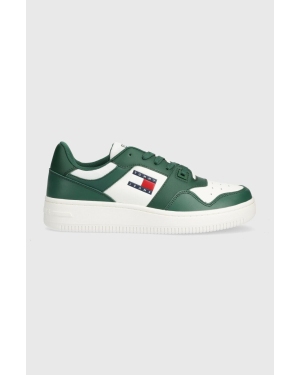 Tommy Jeans sneakersy skórzane TJM RETRO BASKET ESS kolor zielony EM0EM01395
