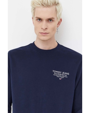 Tommy Jeans bluza bawełniana męska kolor granatowy z nadrukiem