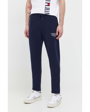 Tommy Jeans spodnie dresowe bawełniane kolor granatowy z nadrukiem