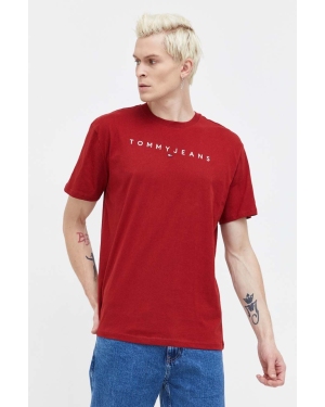 Tommy Jeans t-shirt bawełniany kolor bordowy z aplikacją