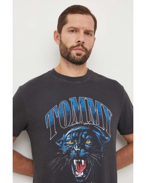 Tommy Jeans t-shirt bawełniany męski kolor szary z nadrukiem