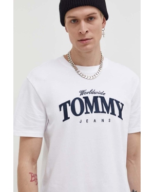 Tommy Jeans t-shirt bawełniany męski kolor biały z nadrukiem