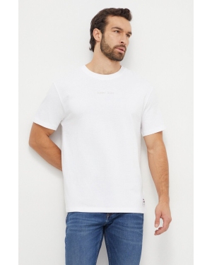 Tommy Jeans t-shirt bawełniany męski kolor biały z aplikacją