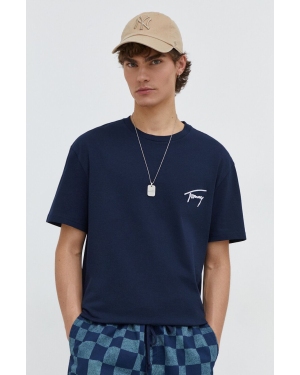 Tommy Jeans t-shirt bawełniany męski kolor granatowy z aplikacją