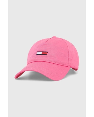 Tommy Jeans czapka z daszkiem bawełniana kolor różowy z aplikacją