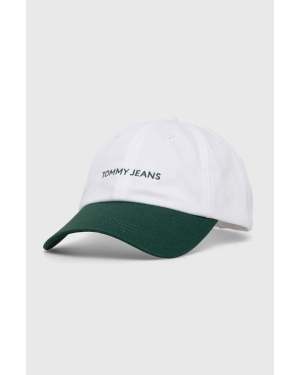 Tommy Jeans czapka z daszkiem bawełniana kolor biały wzorzysta