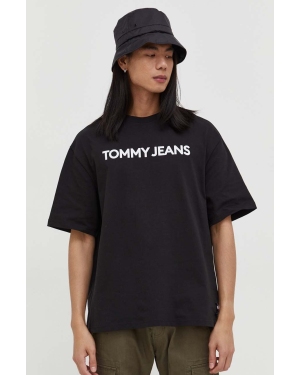 Tommy Jeans t-shirt bawełniany męski kolor czarny z nadrukiem