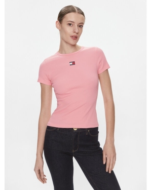 Tommy Jeans T-Shirt Tjw Slim Badge Rib Tee DW0DW17881 Różowy Slim Fit