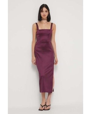 Abercrombie & Fitch sukienka kolor fioletowy midi dopasowana