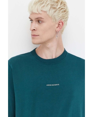 Abercrombie & Fitch t-shirt bawełniany męski kolor zielony z nadrukiem