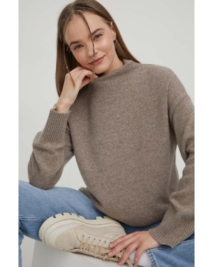 Abercrombie & Fitch sweter kaszmirowy kolor brązowy lekki z półgolfem