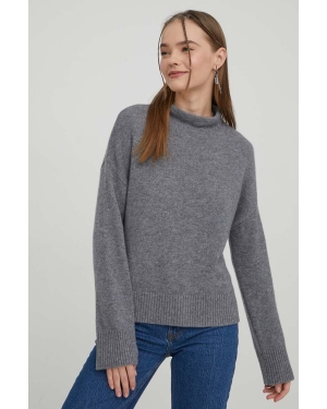 Abercrombie & Fitch sweter kaszmirowy kolor szary lekki z półgolfem