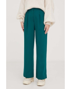 Abercrombie & Fitch spodnie damskie kolor zielony szerokie high waist