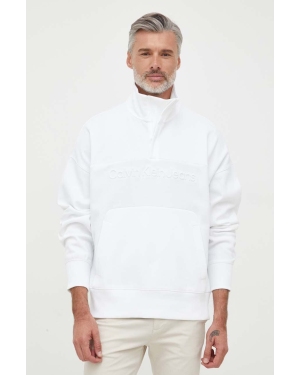 Calvin Klein Jeans bluza męska kolor biały gładka