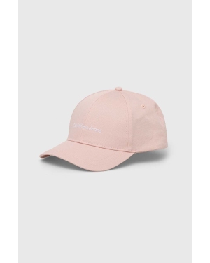 Calvin Klein Jeans czapka z daszkiem bawełniana kolor różowy z aplikacją