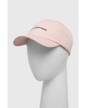 Calvin Klein Jeans czapka z daszkiem bawełniana kolor różowy z aplikacją