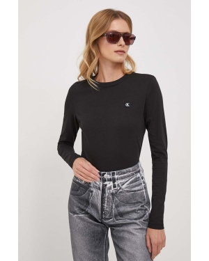 Calvin Klein Jeans longsleeve bawełniany kolor czarny