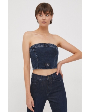 Calvin Klein Jeans top jeansowy kolor granatowy