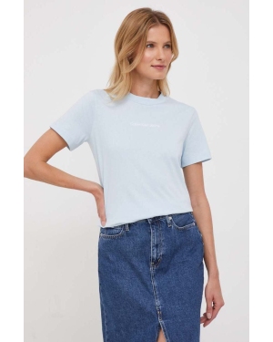 Calvin Klein Jeans t-shirt bawełniany kolor niebieski