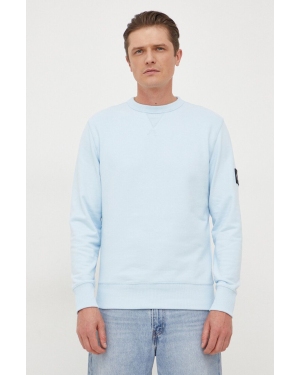 Calvin Klein Jeans bluza bawełniana męska kolor niebieski gładka