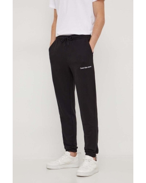 Calvin Klein Jeans spodnie dresowe bawełniane kolor czarny gładkie