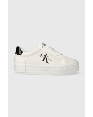 Calvin Klein Jeans sneakersy BOLD VULC FLATF LOW LACE LTH ML kolor biały YW0YW01294