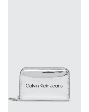 Calvin Klein Jeans portfel damski kolor srebrny