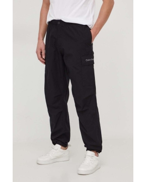 Calvin Klein Jeans spodnie bawełniane kolor czarny w fasonie cargo